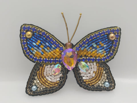 Beaded Butterfly Brooch Handmade