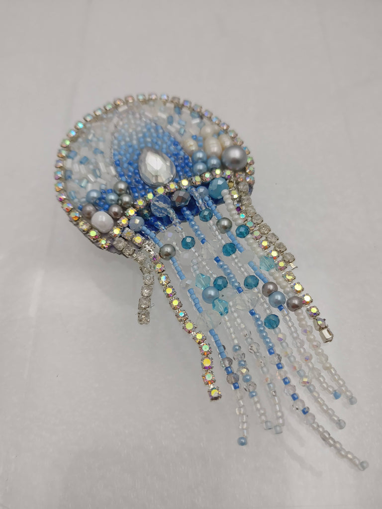 Handmade Beaded Jellyfish Embroidered Brooch – ANARA & CO Handmade