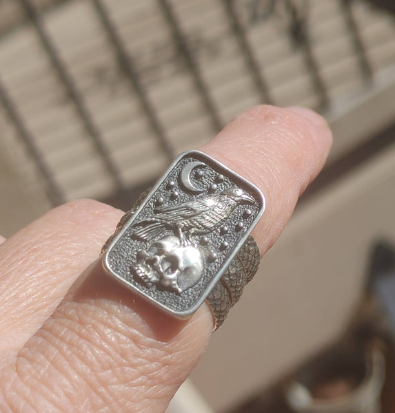 Skull Crow Sterling Silver Handmade Ring