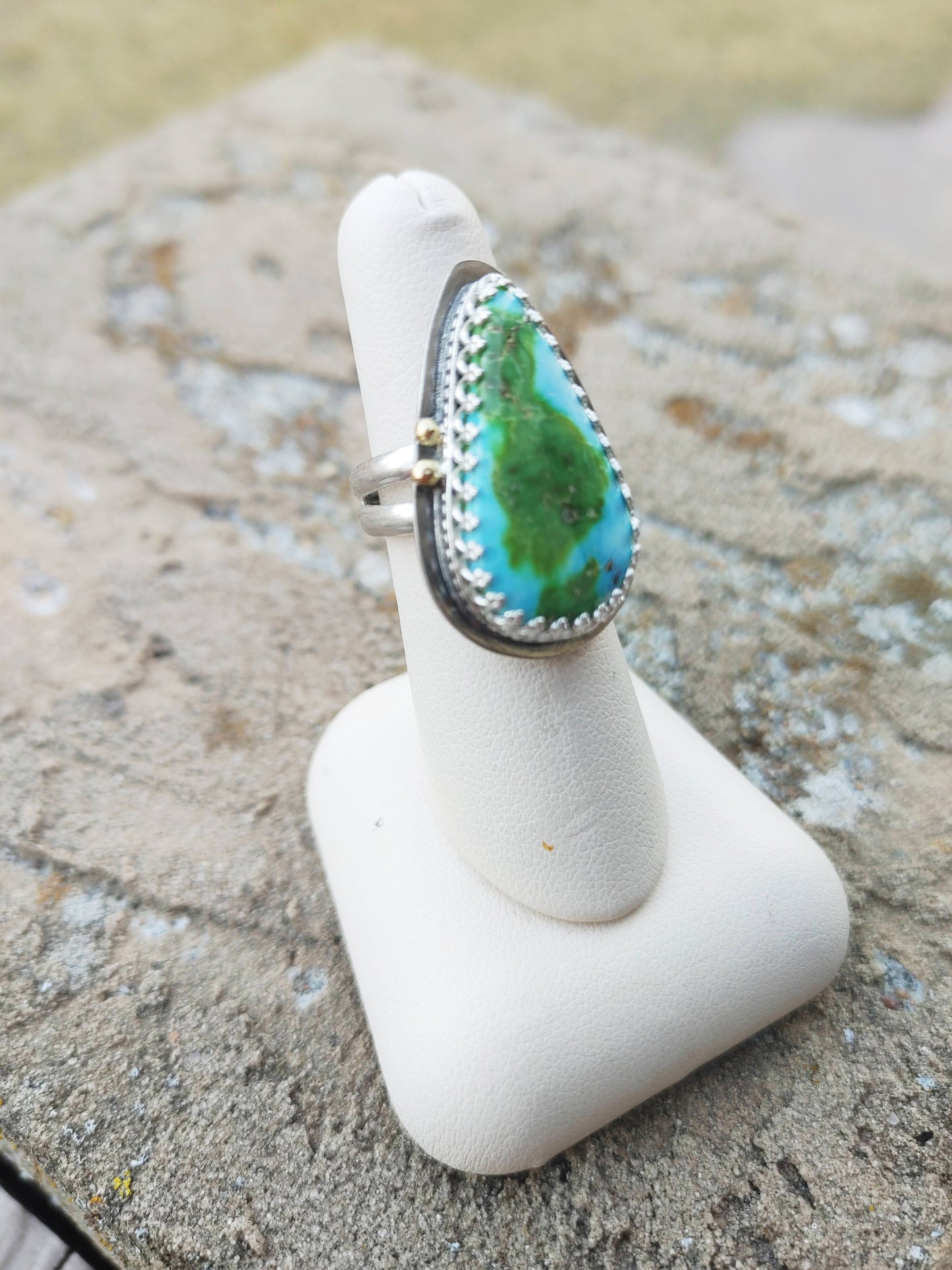 Sonoran Gold Turquoise Ring Sterling Silver With Gold Accents