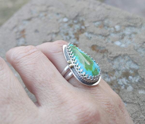 Sonoran Gold Turquoise Ring Sterling Silver With Gold Accents