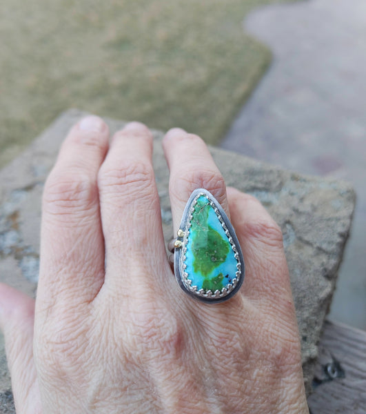 Sonoran Gold Turquoise Ring Sterling Silver With Gold Accents