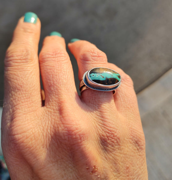 Handmade Blue Moon Turquoise Ring Sterling Silver