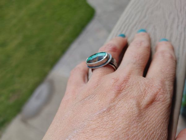 Handmade Blue Moon Turquoise Ring Sterling Silver