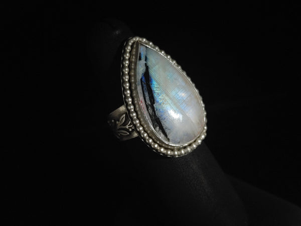 Handmade Rainbow Moonstone Ring Size 6