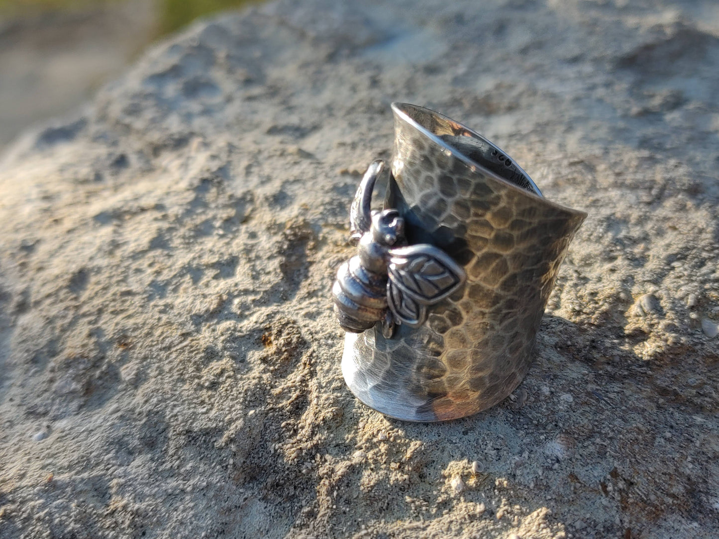 Bee Cigar Ring Sterling Silver