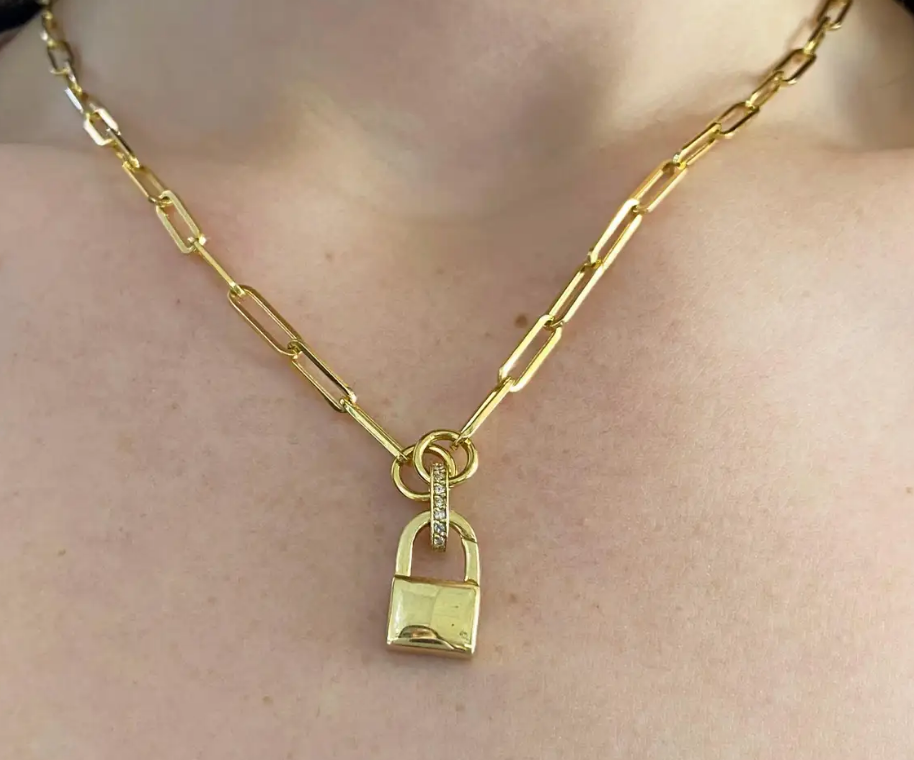 Padlock Charm Hinged Bail Necklace Bracelet Connector
