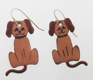 Enamel Copper Dog Earrings