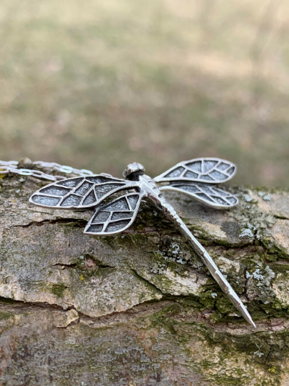 Dragonfly Earrings Sterling Silver Dangle Long - ANARA & CO ENGRAVINGS - ANARA AND CO JEWELRY