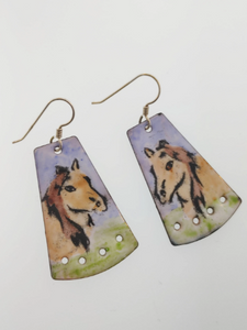 Enamel Copper Horse Earrings