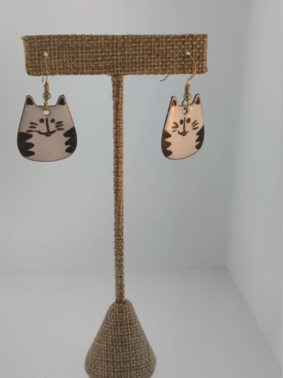Enamel Copper Cats Earrings