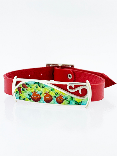 Handmade Cloisonne Glass Enamel Pomegranate Bracelet - ANARA & CO ENGRAVINGS - ANARA AND CO JEWELRY