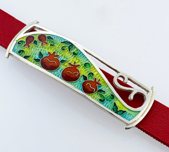 Handmade Cloisonne Glass Enamel Pomegranate Bracelet - ANARA & CO ENGRAVINGS - ANARA AND CO JEWELRY