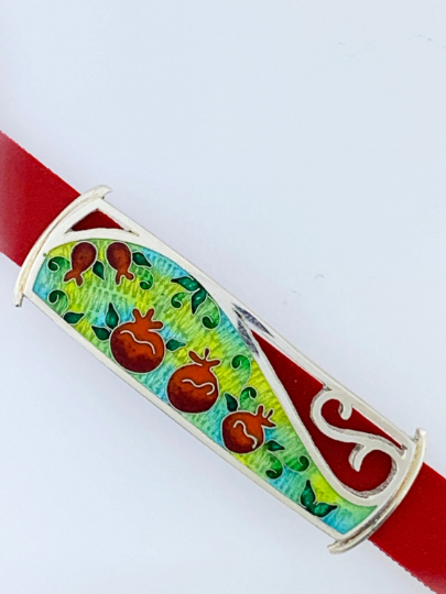 Handmade Cloisonne Glass Enamel Pomegranate Bracelet - ANARA & CO ENGRAVINGS - ANARA AND CO JEWELRY