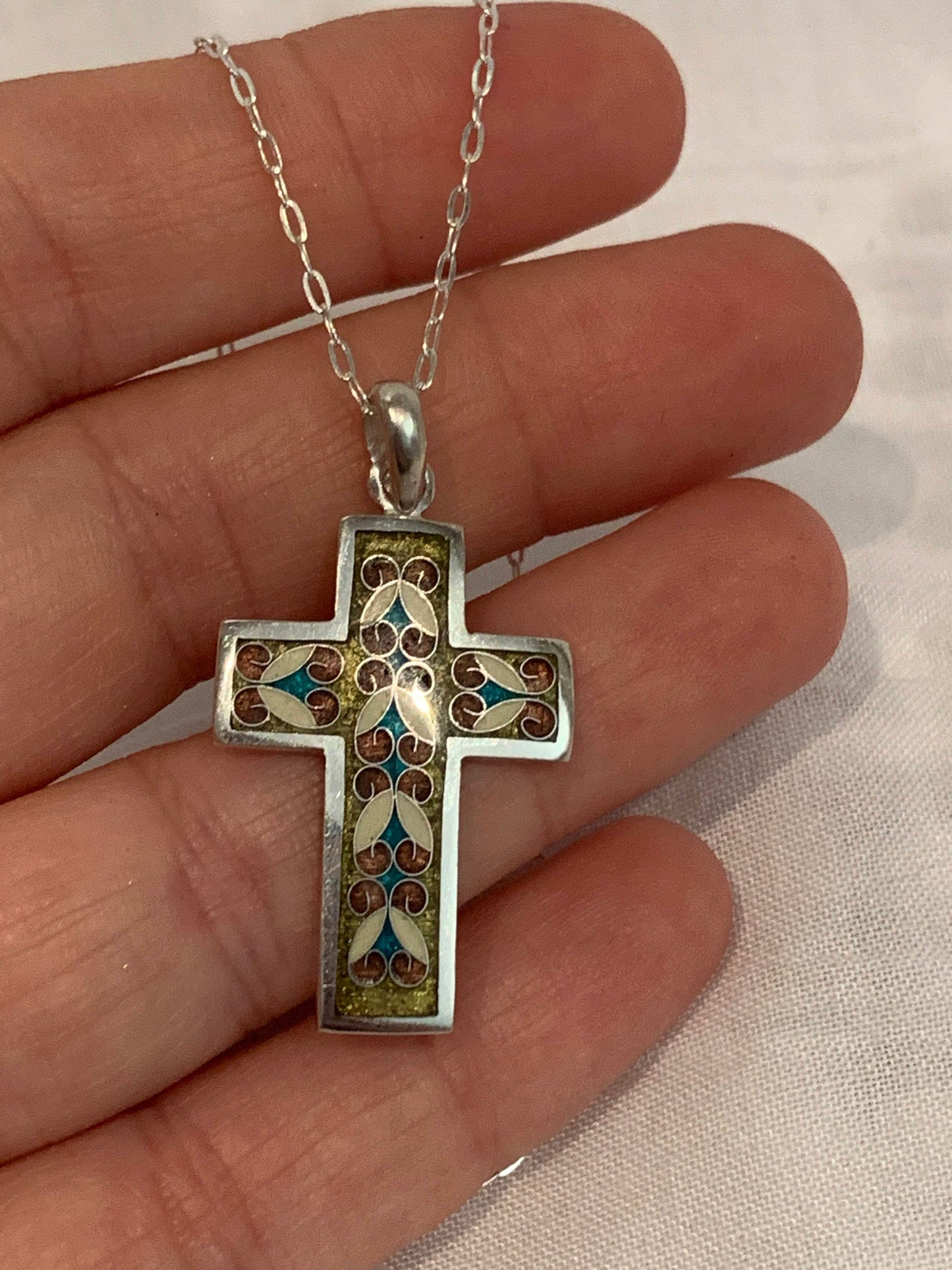 Enamel Cross Handmade Cloisonne Pendant - ANARA & CO ENGRAVINGS - ANARA AND CO JEWELRY