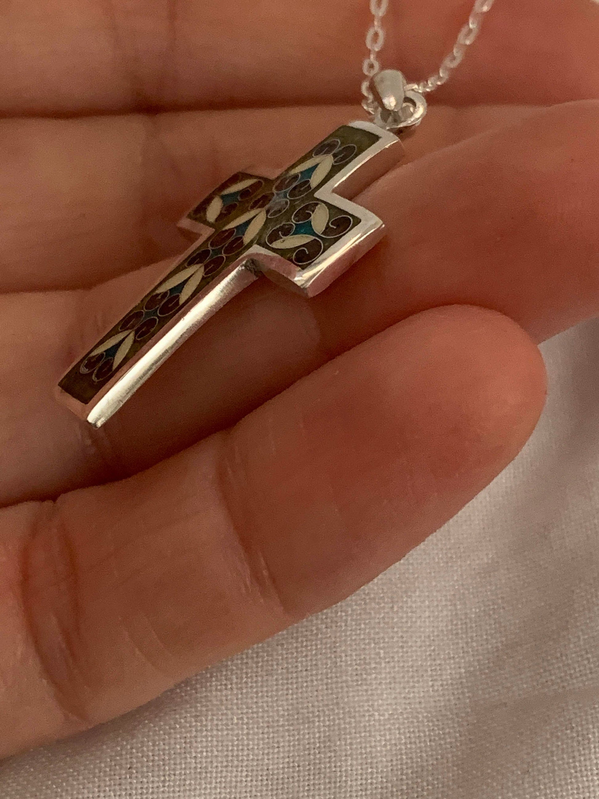 Enamel Cross Handmade Cloisonne Pendant - ANARA & CO ENGRAVINGS - ANARA AND CO JEWELRY