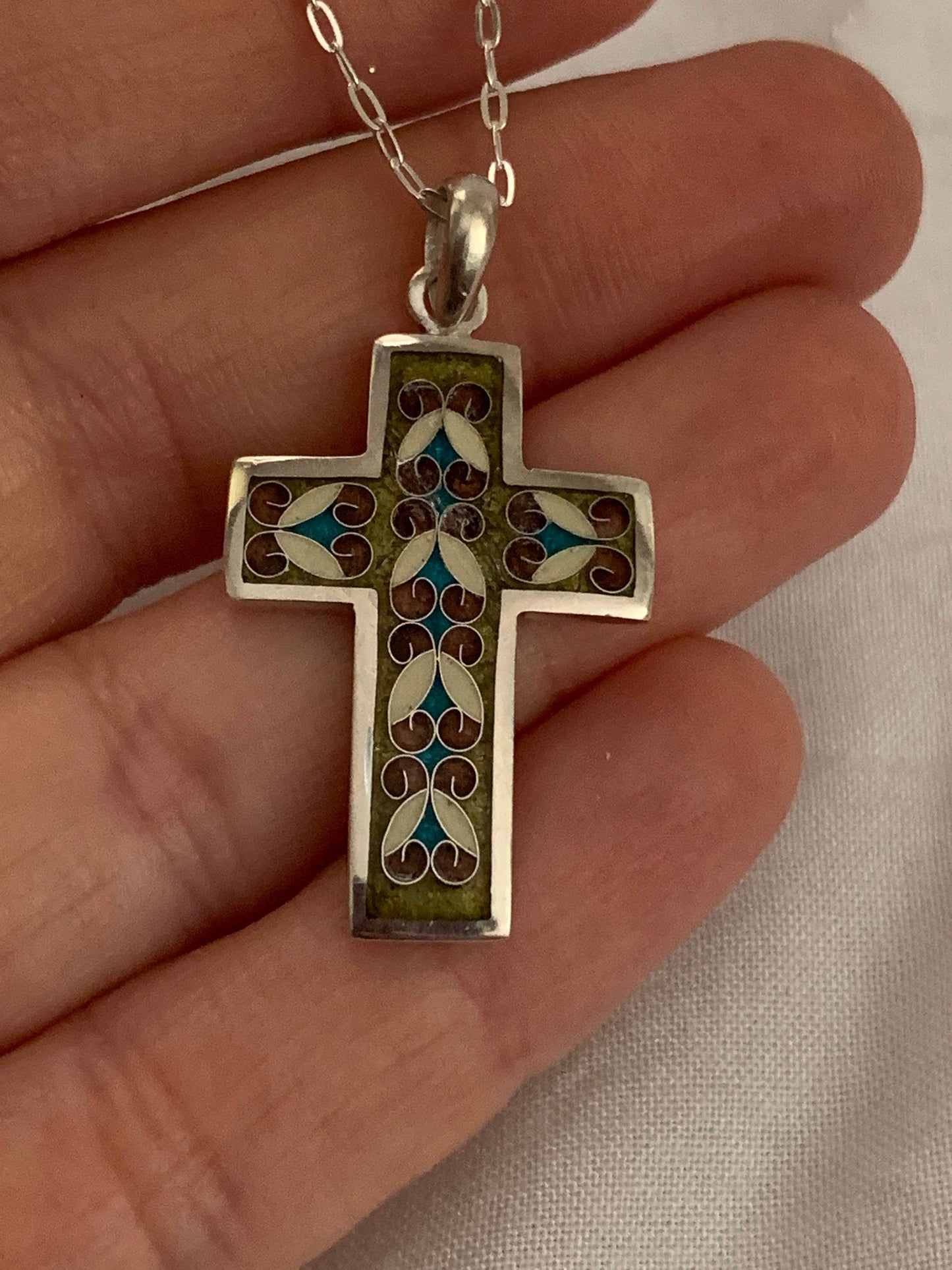 Enamel Cross Handmade Cloisonne Pendant - ANARA & CO ENGRAVINGS - ANARA AND CO JEWELRY