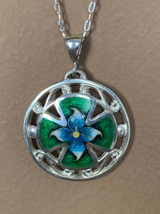Enamel Silver Cross Handmade Cloisonne Necklace - ANARA & CO ENGRAVINGS - ANARA AND CO JEWELRY