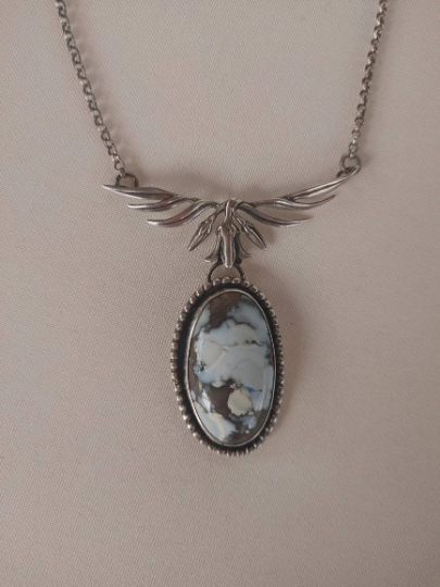 Handmade Lavender Turquoise Sterling Silver Festoon Necklace