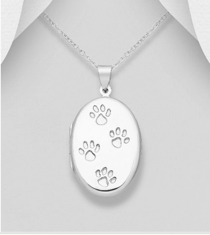 Sterling Silver Dog Paw Picture Locket