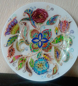 Hand Painted Mandala Plate Flowers